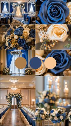 Navy Blue and Gold Wedding theme ideas Blue Wedding Color Schemes, Blue And Gold Wedding Theme, Wedding Color Royal Blue, Blue Wedding Theme Ideas, Navy Wedding Decorations, Purple Turquoise Wedding, Royal Wedding Themes, Royal Blue Wedding Theme, Navy Blue Wedding Theme