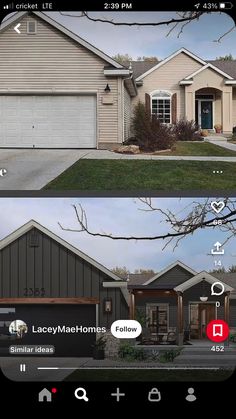 two pictures showing the same house in different locations