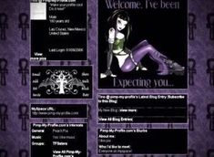 Myspace Aesthetic Layout, Heyspace Layout, Purple Mall Goth, Carrd Inspo Dark, Spacehey Layouts, Myspace Aesthetic, Myspace Layout, 2000s Goth, Purple Goth