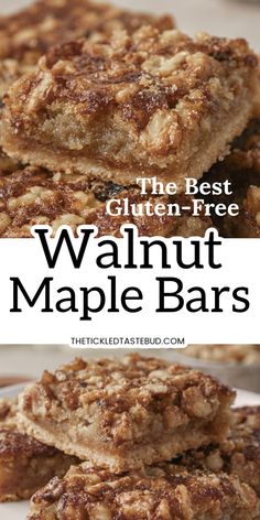 WALNUT MAPLE BARS Maple Bars, Store Bought Cake, Peanut Butter Desserts, Easy To Make Desserts, Shortbread Crust, Gourmet Desserts, Pecan Recipes, No Bake Bars, Sweet Cake