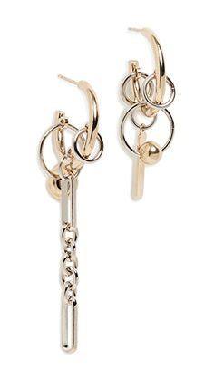 Justine Clenquet Iris Earrings | SHOPBOP Justine Clenquet, Punk Inspiration, Brass Hoops, Broken Chain, Earrings Gold, Post Earrings, Jewelry Inspiration, Chains Necklace, Women's Earrings