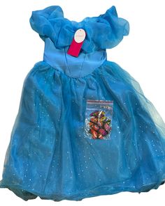 Jerris Apparel Girl's Dress Blue Satin Tulle Princess Ball Gown W/butterfly. Blue Princess Dress With Ruffles For Costume, Blue Ruffled Princess Dress For Costume Party, Blue Tulle Tutu Dress For Fancy Dress, Blue Dress For Costume Party At Carnival, Blue Tulle Costume Dress, Blue Tulle Dress For Costume Events, Blue Tulle Dress For Costume Occasions, Blue Tulle Dress For Costume, Blue Princess Style Tutu Dress For Fancy Dress