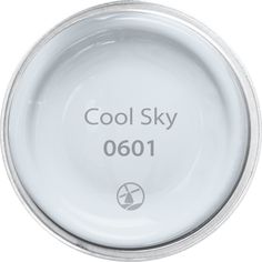 a white bowl with the words cool sky on it's side and an image of a