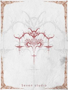 the cover art for seven studio's album, with red ink on white paper