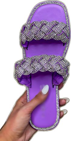 Glamorous Purple Sandals For Summer, Summer Purple Rhinestone Heels, Luxury Glamorous Purple Sandals, Summer Rhythm, Purple Non-slip Sandals For Vacation, Evening Sandals With Rhinestones, Synthetic, Rhinestone Sandals, Glitz And Glam, Sandals Summer