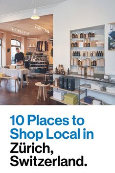 the front cover of a store with shelves and people in it, which are displaying products