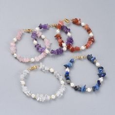 Beaded Bracelets With Shells, Natural Gemstone Bracelets, Bracelet Stone Beads, Bracelets Crystal Beads, Chip Stone Bracelet, Gemstone Bead Bracelet Ideas, Crystal Chip Bracelets, Beaded Bracelets Crystal, Stone Beads Bracelets