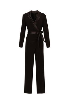 Unleash your inner elegance with our wide-leg tuxedo jumpsuit, expertly crafted from luxurious knit jersey. Boasting a sophisticated shawl neckline and adorned with a chic self-tie belt in stretch charmeuse fabric, this jumpsuit exudes timeless glamour. The long sleeves and overlay detail at the pants add a contemporary flair, while the zipper closure at the centre back ensures a sleek fit. Perfect for making a statement at formal events or soirées, this jumpsuit combines comfort with unparalleled style, promising a look that is both effortless and refined. Shawl Neckline, Tuxedo Jumpsuit, Timeless Glamour, Charmeuse Fabric, Petite Jumpsuit, Petite Coat, Tall Clothing, Puff Sleeve Dresses, Tshirt Skirt