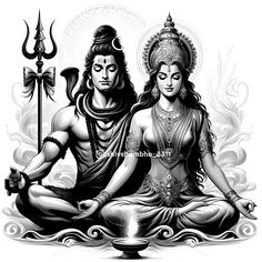 lord and goddess sitting in the lotus position