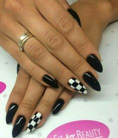 Black white chessboard nails Black And White Checkered Nails, White Checkered Nails, Nails For Teens, Cowboy Nails, Checkered Nails, Art Designs Ideas, Black Acrylic Nails, Ombre Acrylic Nails, White Acrylic Nails