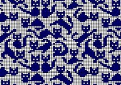 a blue and white pixellated pattern with small squares in the middle, on a black background