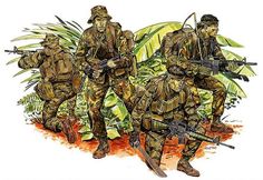 US Army LRRP Team Usaf Pararescue, Army Special Forces, Military Illustration, Vietnam Art, Special Operations Forces, Military Artwork, Shadow Warrior, In Memoriam