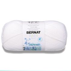 the bernat baby yarn is white and has been made from cotton, which is very soft