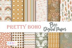 pretty boho digital paper set