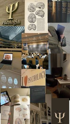 the collage shows many different types of business related items in this image, including books and papers