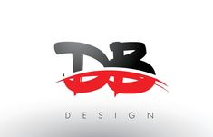 the letters are black and red, with some white in the background that says design