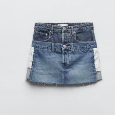 Mini Jeans Skirt Mini Jeans Skirt, High Waisted Short Skirt, Mini Jeans, Leather A Line Skirt, Scuba Skirt, Jean Skirt Outfits, Zara Skirt, High Waisted Denim Skirt, Leather Pleated Skirt