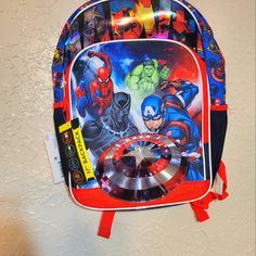 Nwt Marvel Avengers 17" Backpack Red Backpack For School Events, Red Standard Backpack For School Events, Red Backpack For School Events At Year End, Red Backpack For End Of School Year Events, Red Backpack For End-of-school-year Events, Red Student Backpack For End Of School Year, Red Backpack For End Of School Year Outdoor Activities, Red Backpack For Travel And End Of School Year, Marvel Avengers