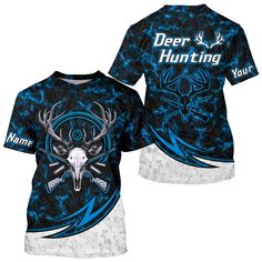 Introducing our Hunting All Over Printed Shirts – the perfect combination of comfort, style, and personalization for your outdoor adventures. Whether you're a seasoned hunter or a nature enthusiast, our hunting apparel is designed to meet your needs. GENDER: Unisex MATERIAL: Polyester, Spandex PRINT: Our all-over print pattern showcases various hunting motifs, including camouflage, wildlife, and nature-inspired designs. STYLE: These shirts are designed to be versatile and suitable for both casua Sporty Blue T-shirt For Outdoor Activities, Blue Moisture-wicking T-shirt For Outdoor Activities, Blue Crew Neck Top For Outdoor Activities, Blue Sporty T-shirt For Outdoor, Sporty Blue T-shirt For Outdoor, Blue Graphic Print Top For Outdoor, Casual Camouflage Sports T-shirt, Casual Camouflage Tops For Outdoor Activities, Blue Crew Neck Top For Camping