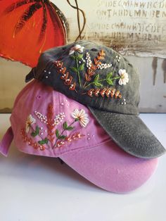 Hand Embroidered Hat, Floral Embroidered Denim Cap, Vintage Hat For Woman, Embroidered Baseball Cap, Birthday Gift, Floral Hats  This beautiful floral embroidered baseball cap is made of %100 cotton.  Material: This denim cap is embroidered by cotton thread. You can adjust circumference of the hat. *hand wash only and air dry. *I love embroidery and I think this is a gift of thought for this life. If you like, own it. or give this meaningful gift to relatives and friends. - Cap circumference : 54-60 cm - Cap depth: 12 cm - Cap brim length: 7 cm The embroidery pattern in the image will be embroidered and sent on the color you want to buy. Other Hand embroidered Baseball Caps  https://www.etsy.com/listing/1285683136/baseball-cap-pink-cap-summer-hat-floral?click_key=9b610aef6b281def6d8043580c Embroidered Short Brim Baseball Cap, Embroidered Adjustable Trucker Hat, Adjustable Cap With Multicolor Embroidery, Embroidered Baseball Cap One Size Fits Most, Embroidered Cap For Festival, Embroidered Festival Cap, Casual Embroidered Festival Hats, Adjustable Embroidered Brimmed Baseball Cap, Vintage Embroidered Adjustable Dad Hat