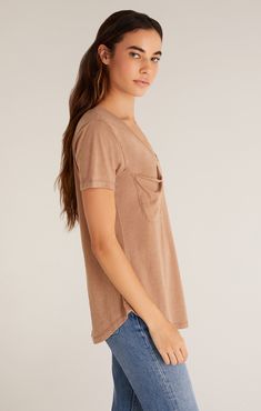 Favorite tee is an understatement. Made from our signature burnout jersey, this tee is complete with a curved v-neckline and a slouchy raw edge pocket. Because of its soft feel and chic fit, you will want to stock up in every color. Z Supply Women's Pocket T-Shirt, Cafe Latte, Extra Small, Jersey Knit Burnout Fabric, Black Iris, Cafe Latte, Pocket Tshirt, Pocket Tee, Raw Edge, Knit Jersey, Heather Grey, Looks Great