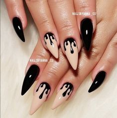 Black And Nude Nails, Ballerina Acrylic Nails, Nails Photos, Makeup Nails Designs, Art Designs Ideas, October Nails, Halloween Nail Designs