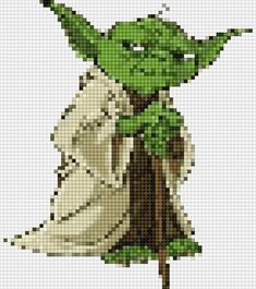 an image of yoda from the star wars cross stitch pattern on a white background