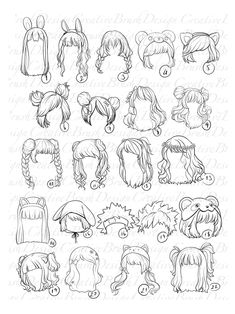 a drawing of different hairs and hair styles