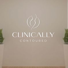 the logo for clinicly contoured is displayed in front of a white wall