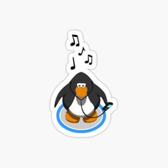 a penguin with musical notes on it's head