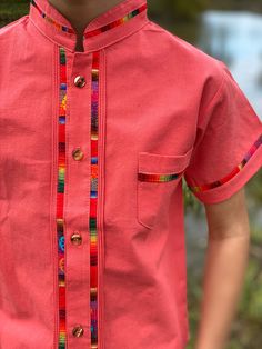 Beautiful Traditional Guayabera for Boys. This elegant button up Shirt is perfect for a special occasion such as First Communion, Baptism, Weddings, etc. Traditional Cotton Shirt With Buttons, Traditional Cotton Shirt With Button Closure, Summer Shirt With Stand Collar And Buttons, Traditional Red Short Sleeve Shirt, Traditional Red Summer Shirt, Traditional Button Tops For Summer, Traditional Summer Tops With Button Closure, Traditional Summer Shirt With Camp Collar, Traditional Button-up Tops For Summer