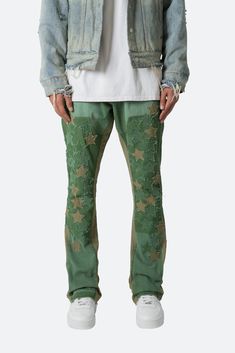 Green Distressed Denim Bottoms, Green Straight Leg Flare Jeans, Green Denim Jeans With Five Pockets, Green Fitted Denim Jeans, Fitted Green Denim Jeans, Green Straight Leg Denim Flare Jeans, Green Distressed Jeans, Best Korean Toner, Green Denim Jeans