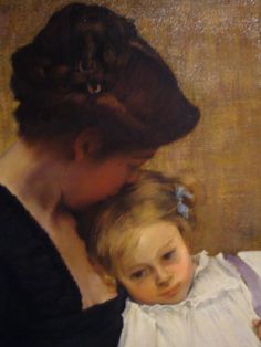 a painting of a woman holding a child