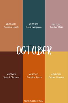 the color scheme for october is shown in different shades