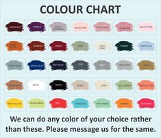 the color chart for your choice is shown with different colors and font on each page