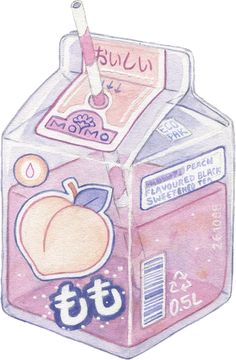 a drawing of a carton of fruit juice