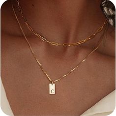 About This Item Layered Initial Necklace: Gold Initial Necklaces Consists Of Two Layers. The First Layer Is A Paperclip Chain Necklace, The Second Layer Is A Gold Initial Necklace. Minimalism And Fashion. You Can Choose To Wear It Alone Or With Other Dainty Gold Necklace Size: Paperclip Chain Necklace: 14 " + 2 ", Initial C Necklace: 18 " + 2 " Adjustable Chain, Tag Pendant: About 0.23 " * 0.39 ". Dainty Gold Initial Necklace For Women Wear Material: The Gold Initial Necklaces For Women Trendy A Layered Initial Necklace Silver, Dainty Gold Necklace Stack, Gold Plated Initial Necklace, Dainty Gold Cross Necklace, C Necklace Initial, E Initial Necklace, Letter S Necklace, Gold Dainty Jewelry, Layered Initial Necklace