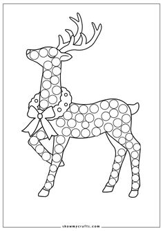 a reindeer with polka dot dots on it's face