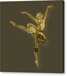 a gold figure is shown on a black background canvas print featuring an image of a ballerina