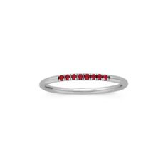 A neat row of natural rubies adds colorful charm to this 14-karat white gold ring. Wear it solo  or add it to your favorite ring stack. Ring Stack, White Gold Ring, Ruby Ring, Favorite Rings, Natural Ruby, Stacking Rings, White Gold Rings, Wear It, Gold Ring