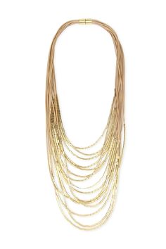 Striking strands of cord and gold combine in our Multi Strand Long Layered Necklace for an effortless statement look. Finished with a magnetic closure, this gorgeous necklace has the added bonus of being effortless to fasten! Material: Leather Cord with Gold Embellishments Size: 40" Long Closure: Magnetic Clasp Imported Unique Pearl Necklace, Pearl Cuff Bracelet, Pearl Cuff, Long Layers, Layered Necklace, Fabric Jewelry, Accessories Bracelets, Magnetic Clasp, Watch Necklace