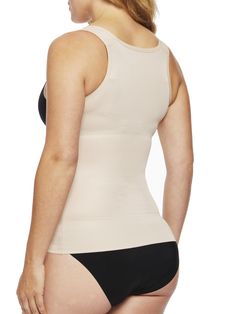 Comfortable Firm® control and shaping: This single-ply, lightweight garment is made from Tactel® fabric designed to provide a smooth look for all-day wear. Open-bust: Wear your own bra for a custom fit. Waist shaping: The waist slimming design shapes your waist while preventing muffin top. Comfort tank straps: Padded for support and extra comfort. Wonderful Edge®: Silicone edge along the bottom of this shaper for no lines, no ride and is comfortable all day.