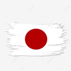 the national flag of japan is painted with brush strokes and has a red circle on it