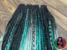 Set of 4 Clips With Synthetic Dreadlocks Black Green Mint Dreads Peacock Hair Extensions Locks With Wrapped Accents and Braids - Etsy Dark Green Locs, Blue Green Locs Black Women, Dark Green Faux Locs, Green Dreadlocks, Green And Black Dreadlocks, Peacock Hair, Synthetic Dreadlocks, Green Mint