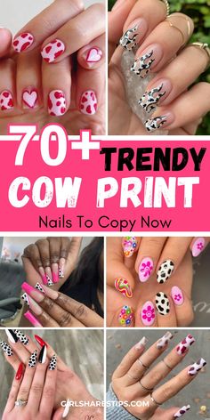 Get inspired by the latest cow print nail designs for chic and fashionable looks. Rock your country concert look, Nashville trip style, or your next Halloween cowgirl costume! Nashville Nails Country, Cowprint Nail Design, Cowgirl Nails Designs, Nashville Nails Ideas, Country Concert Nails, Cow Print Nail Designs, Nashville Nails, Cow Print Nails, Concert Look