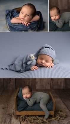 a baby is sleeping in a wooden box