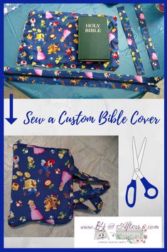 the instructions for how to sew a custom bible cover are shown in this image