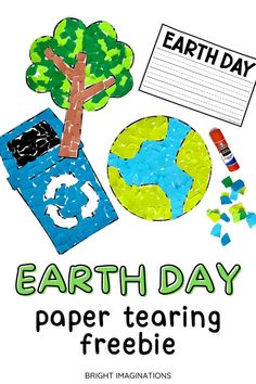 earth day paper tearing freebie for kids to make with their own hands and fingers