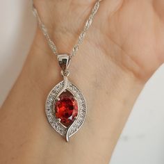 New 925 Silver Filled Oval Cut Ruby Diamond Necklace Pendant & Chain For Women Stamped 925. Chain Length Approx 17"+2" All Gemstones Are Simulated. Measurements Shown In The Pictures. A Jewelry Box Included. Ready To Ship Same Day. Feel Free To Ask Any Question. All Photos Are Real Time From Actual Object No Stock Photo Used. Color Might Be Slightly Different Due To Lighting. Silver Oval Clavicle Chain Necklace, Red Sterling Silver Clavicle Chain Jewelry, Red Oval Pendant Necklace With Birthstone, Oval Silver Chain Necklace Gift, Silver Chain Necklace With Oval Shape For Gift, Oval Ruby Necklace In Silver, Oval Silver Chain Necklace For Gift, Oval Red Necklace For Anniversary, Red Oval Necklace For Anniversary