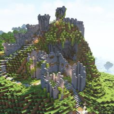 an image of a mountain that looks like it is in minecraft